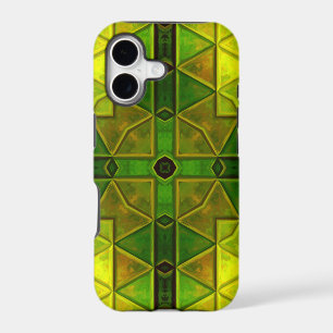 Mosaic Kaleidoscope Square Green and Yellow