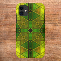 Mosaic Kaleidoscope Square Green and Yellow