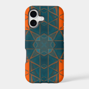 Mosaic Kaleidoscope Square Orange and Blue
