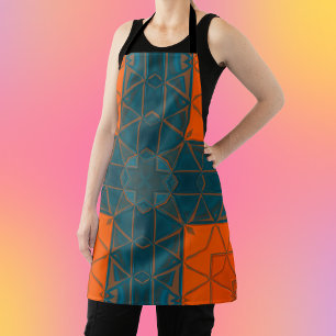 Mosaic Kaleidoscope Square Orange and Blue Apron