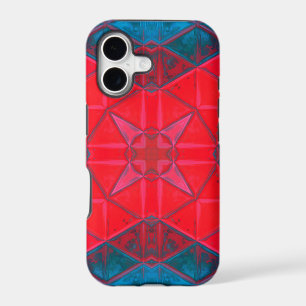 Mosaic Kaleidoscope Square Red and Blue