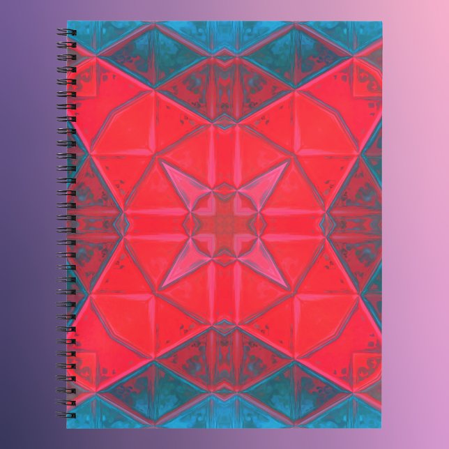 Mosaic Kaleidoscope Square Red and Blue Notebook (Creator Uploaded)
