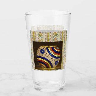 Mosaic Lantern Print Glass Tumbler with Floral