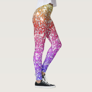 Mosaic layers in rough orange to lilac and sparkle leggings