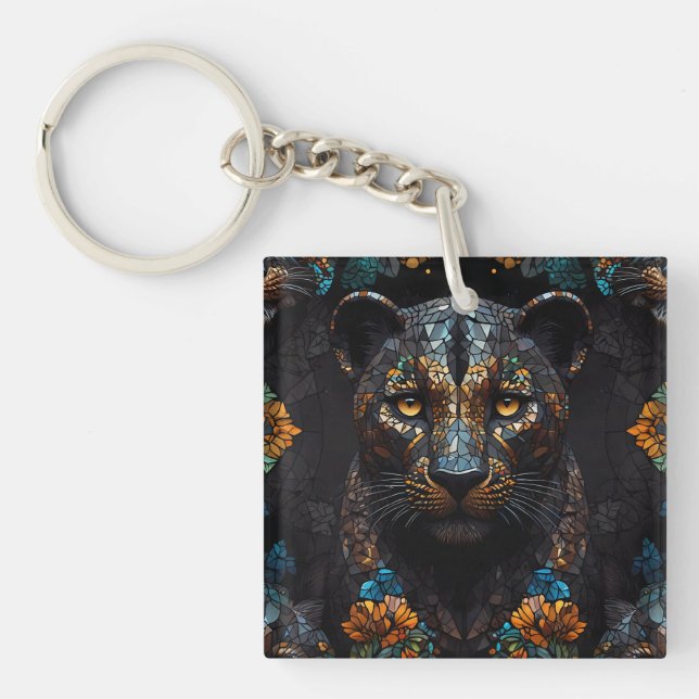 Mosaic Leopard Majesty Key Ring (Front)