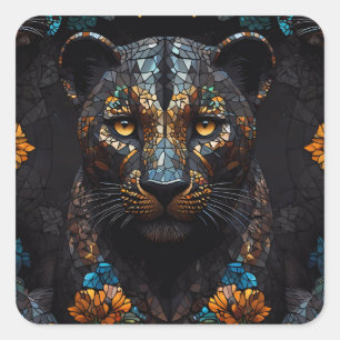 Mosaic Leopard Majesty Square Sticker
