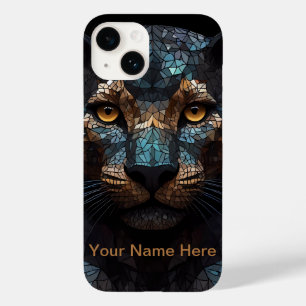 Mosaic Leopard Stained Glass Portrait Case-Mate iPhone 14 Case