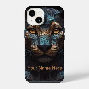 Mosaic Leopard Stained Glass Portrait iPhone 14 Case