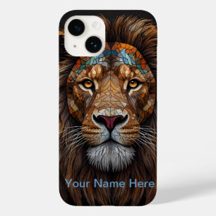 Mosaic Lion Stained Glass Portrait Case-Mate iPhone 14 Case