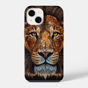 Mosaic Lion Stained Glass Portrait iPhone 14 Case