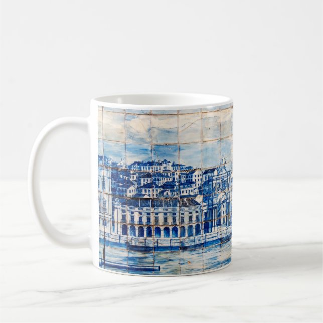 mosaic lisbon blue painting tile porcelain pattern coffee mug (Left)