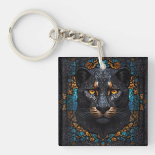 Mosaic Majesty: The Black Panther Key Ring