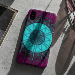 Mosaic Mandala Flower Blue and Purple Case-Mate iPhone Case