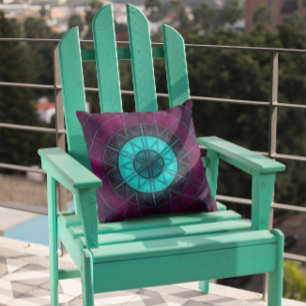 Mosaic Mandala Flower Blue and Purple Cushion