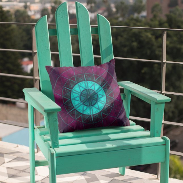 Mosaic Mandala Flower Blue and Purple Cushion (Creator Uploaded)