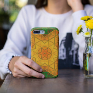 Mosaic Mandala Flower Green and Yellow Case-Mate iPhone Case