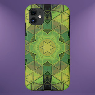 Mosaic Mandala Flower Green Yellow and Black