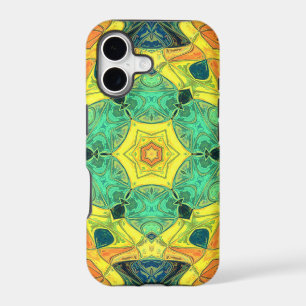 Mosaic Mandala Flower Green Yellow Blue and Orange