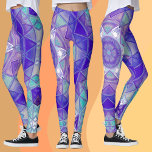 Mosaic Mandala Flower Purple Blue and White Leggings<br><div class="desc">This mosaic kaleidoscope flower features brilliant purple,  blue,  and white tiles. It's vivid geometry is inspired by fractals,  mandalas,  and stained glass mosaics. Get this trippy design now for your favourite friend who loves bright colours!</div>