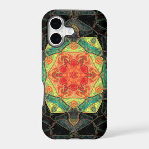 Mosaic Mandala Flower Red Yellow Green and Black