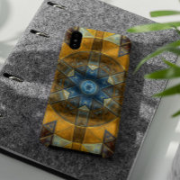 Mosaic Mandala Flower Yellow and Blue