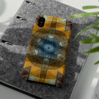 Mosaic Mandala Flower Yellow and Blue Case-Mate iPhone Case
