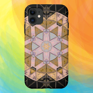 Mosaic Mandala Flower Yellow Blue and Black Case-Mate iPhone Case