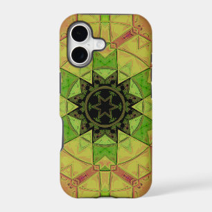 Mosaic Mandala Flower Yellow Green and Pink