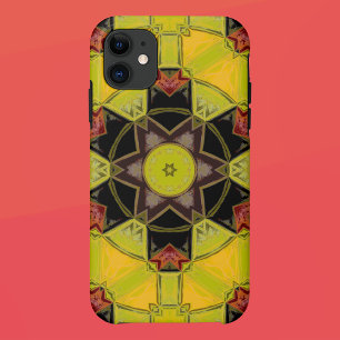 Mosaic Mandala Flower Yellow Green Red and Black Case-Mate iPhone Case