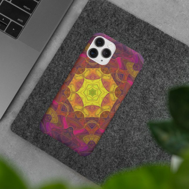Mosaic Mandala Flower Yellow Pink and Purple Case-Mate iPhone Case (Creator Uploaded)