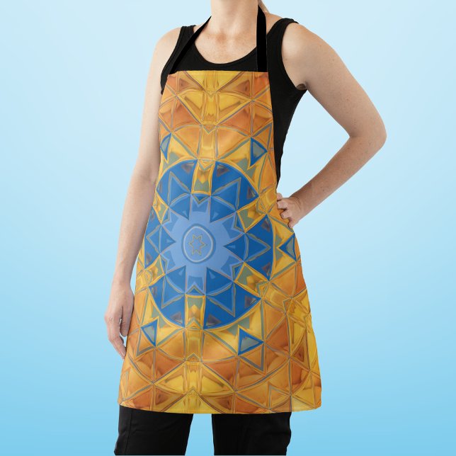 Mosaic Mandala Orange and Blue Apron (Creator Uploaded)