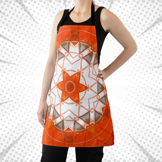 Mosaic Mandala Orange and White Apron (Creator Uploaded)