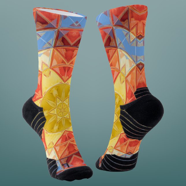 Mosaic Mandala Orange Blue and Yellow Socks (Creator Uploaded)