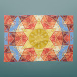Mosaic Mandala Orange Blue and Yellow Tea Towel<br><div class="desc">This mosaic kaleidoscope design features brilliant orange,  blue,  and yellow tiles. A vivid geometric design inspired by fractals,  mandalas,  and stained glass mosaics. Get this beautiful trippy design now for your favourite friend who loves bright colours!</div>