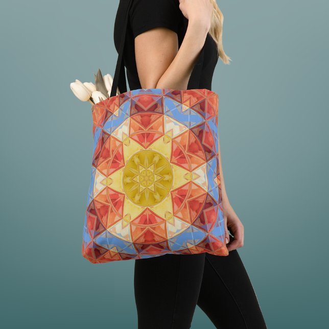 Mosaic Mandala Orange Blue and Yellow Tote Bag (Creator Uploaded)