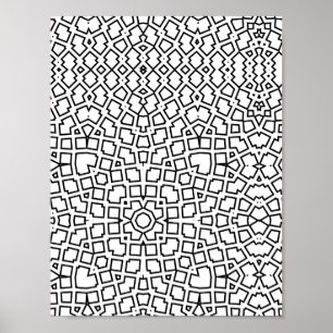 Mosaic Mandala Pattern Colouring Page Geometric Poster