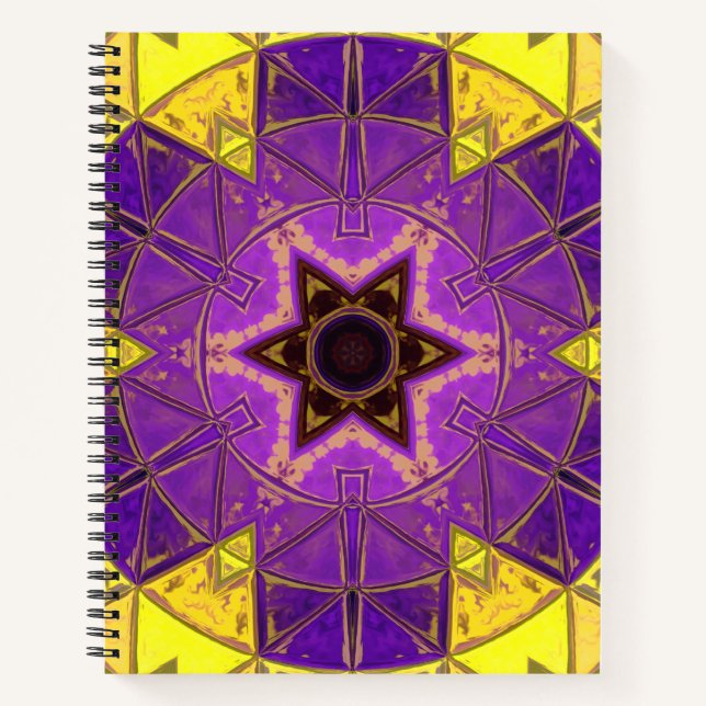 Mosaic Mandala Purple and Yellow Notebook (Front)
