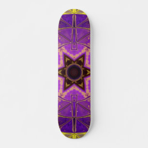 Mosaic Mandala Purple and Yellow Skateboard