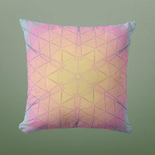 Mosaic Mandala Yellow Pink and Blue Cushion