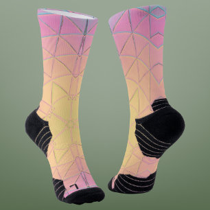 Mosaic Mandala Yellow Pink and Blue Socks