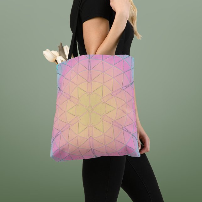 Mosaic Mandala Yellow Pink and Blue Tote Bag (Creator Uploaded)