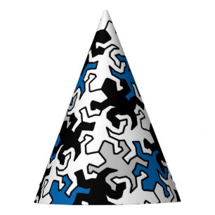 Mosaic Mirror Geckos Pattern - blue black white Party Hat