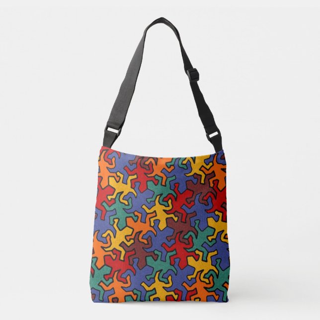 Mosaic Mirror Geckos Pattern - earth coloured Crossbody Bag (Front)