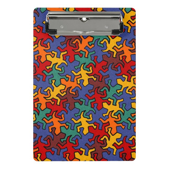 Mosaic Mirror Geckos Pattern - earth colours Mini Clipboard (Front)
