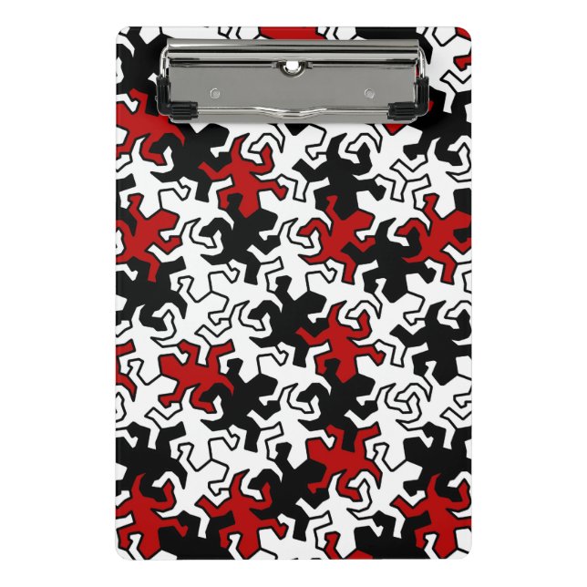 Mosaic Mirror Geckos Pattern - red black white Mini Clipboard (Front)