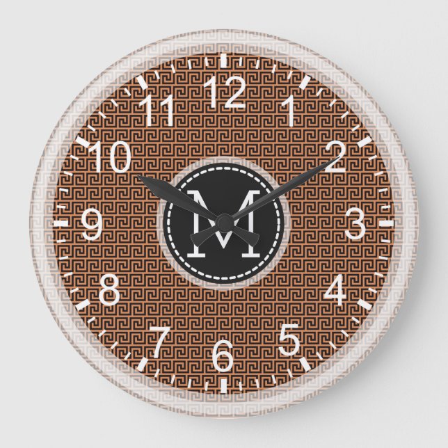 Mosaic Modern Monogram #13 Large Clock (Front)