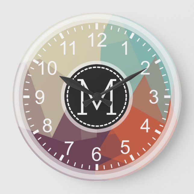 Mosaic Modern Monogram Large Clock (Front)
