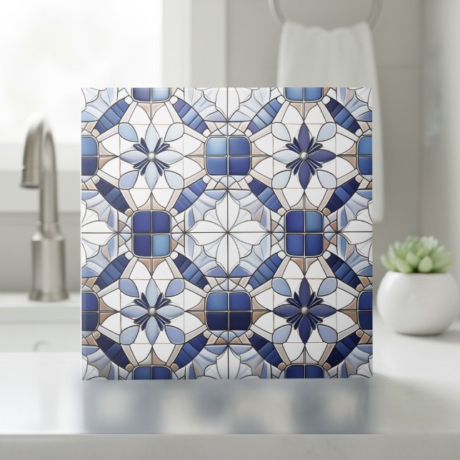 Mosaic Moroccan Tile Pattern#2 Blue White ID1078 (Creator Uploaded)