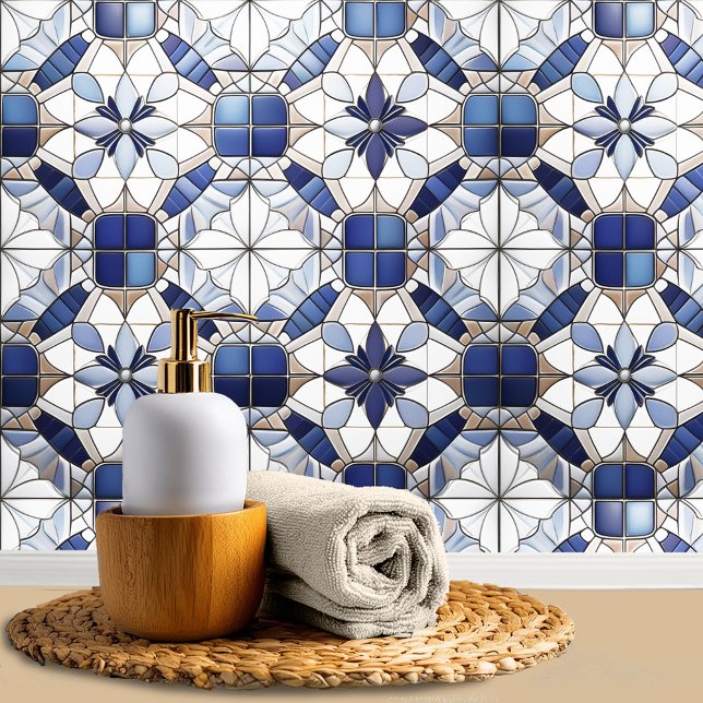 Mosaic Moroccan Tile Pattern#2 Blue White ID1078 Wallpaper (Creator Uploaded)