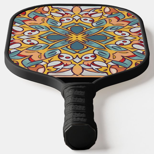 mosaic motif, Mandala-Pattern Pickleball Paddle (Laydown)